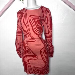 geometric dress Going out size small 70s vibe groovy rave linen summer spring